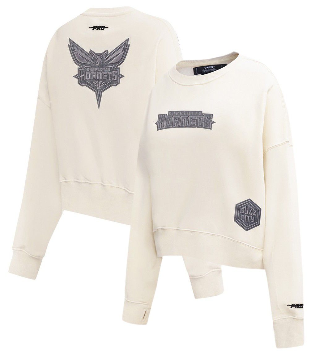 Pro Standard Women's Charlotte Hornets Off White Reverse French Terry Crewneck Sweatshirt product image
