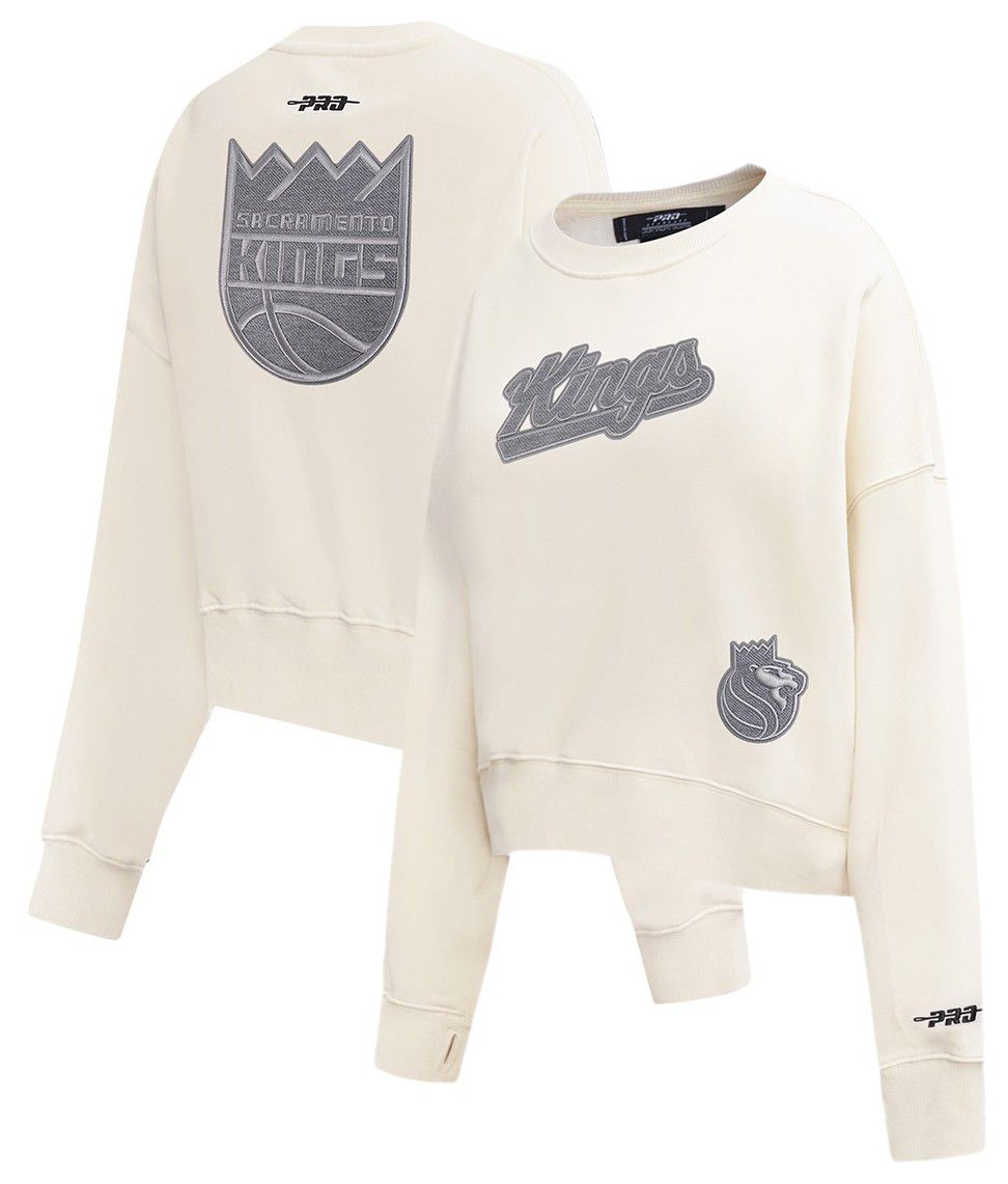 Pro Standard Women's Sacramento Kings Off White Reverse French Terry Crewneck Sweatshirt product image