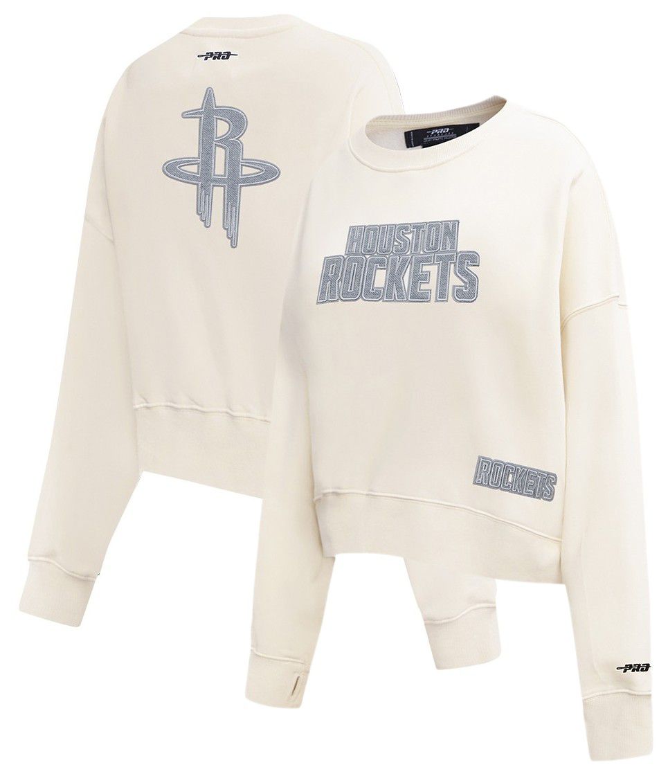 Pro Standard Women's Houston Rockets Off White Reverse French Terry Crewneck Sweatshirt product image