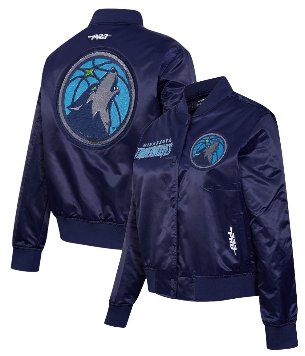 Pro Standard Women's Minnesota Timberwolves Navy Game Day Classics Satin Jacket product image