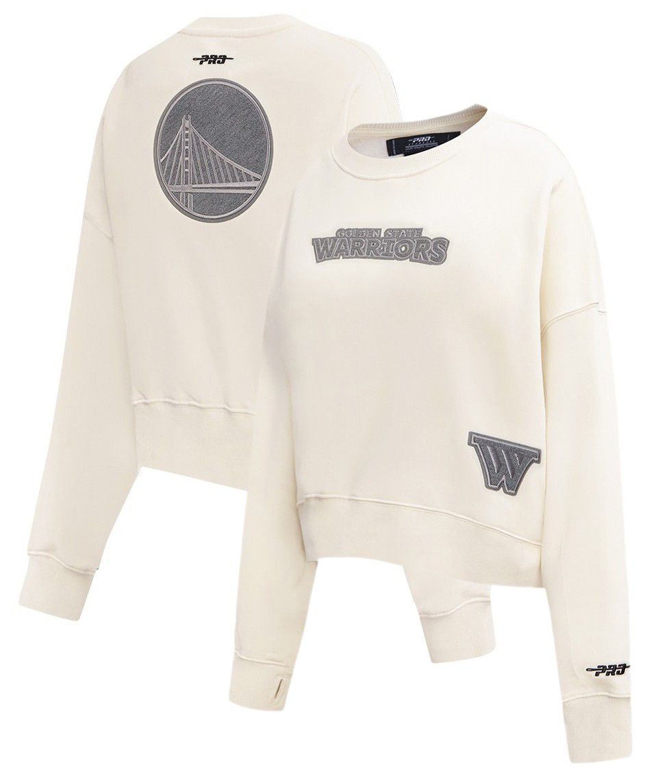 Pro Standard Women's Golden State Warriors Off White Reverse French Terry Crewneck Sweatshirt product image