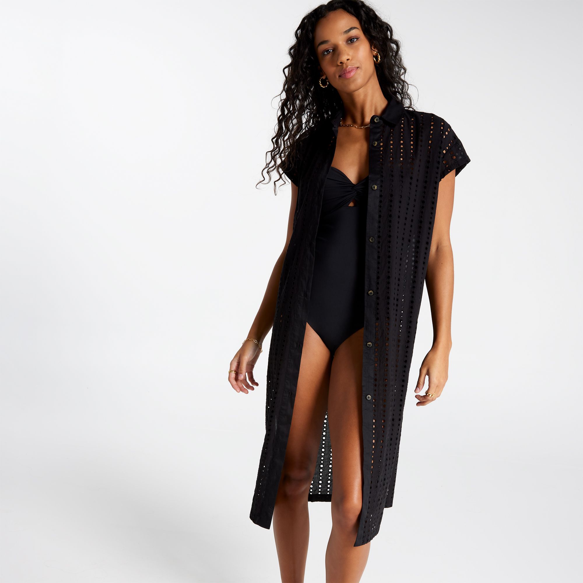 CALIA Women's Extended Sleeve Button Down Swim Cover Up product image