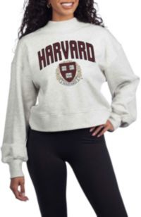 chicka-d Women's Harvard Crimson Crimson Hailey Crew Neck Pullover Sweatshirt