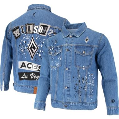 sorry, FISLL Women's Las Vegas Aces A'ja Wilson #22 Blue Denim Jacket is currently out of stock