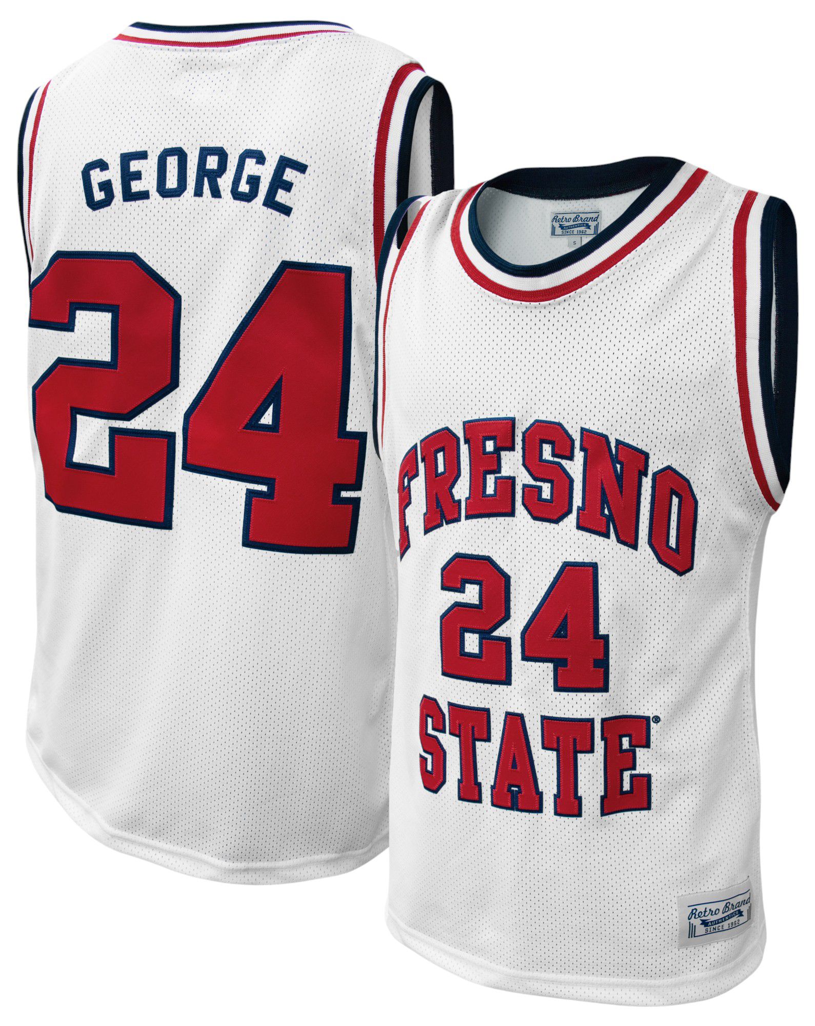 Retro Brand Men's Fresno State Bulldogs Paul George #24 White Replica Basketball Jersey product image