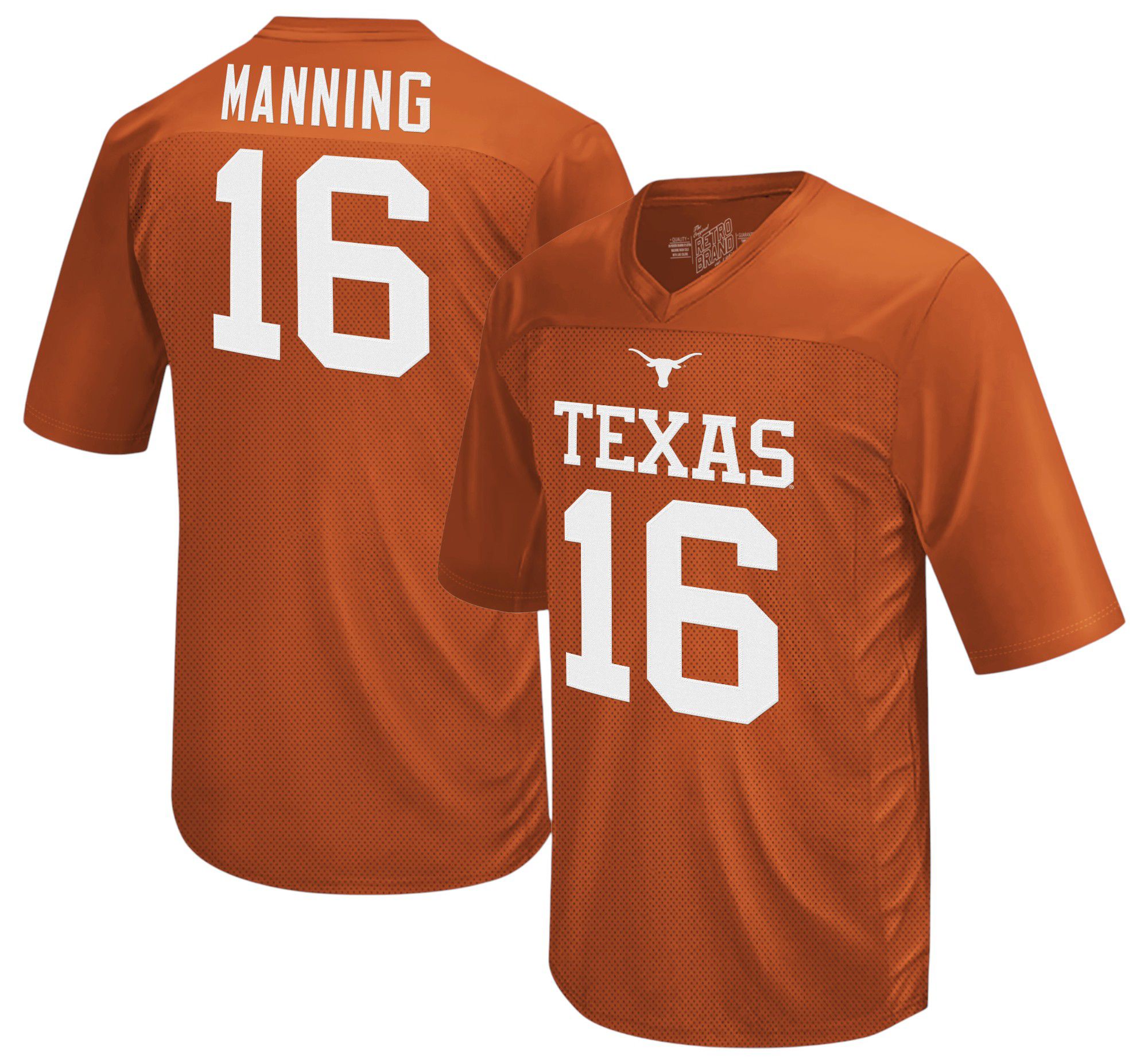 Retro Brand Men's Texas Longhorns Arch Manning #16 Orange Tackle Twill Replica Football Jersey product image