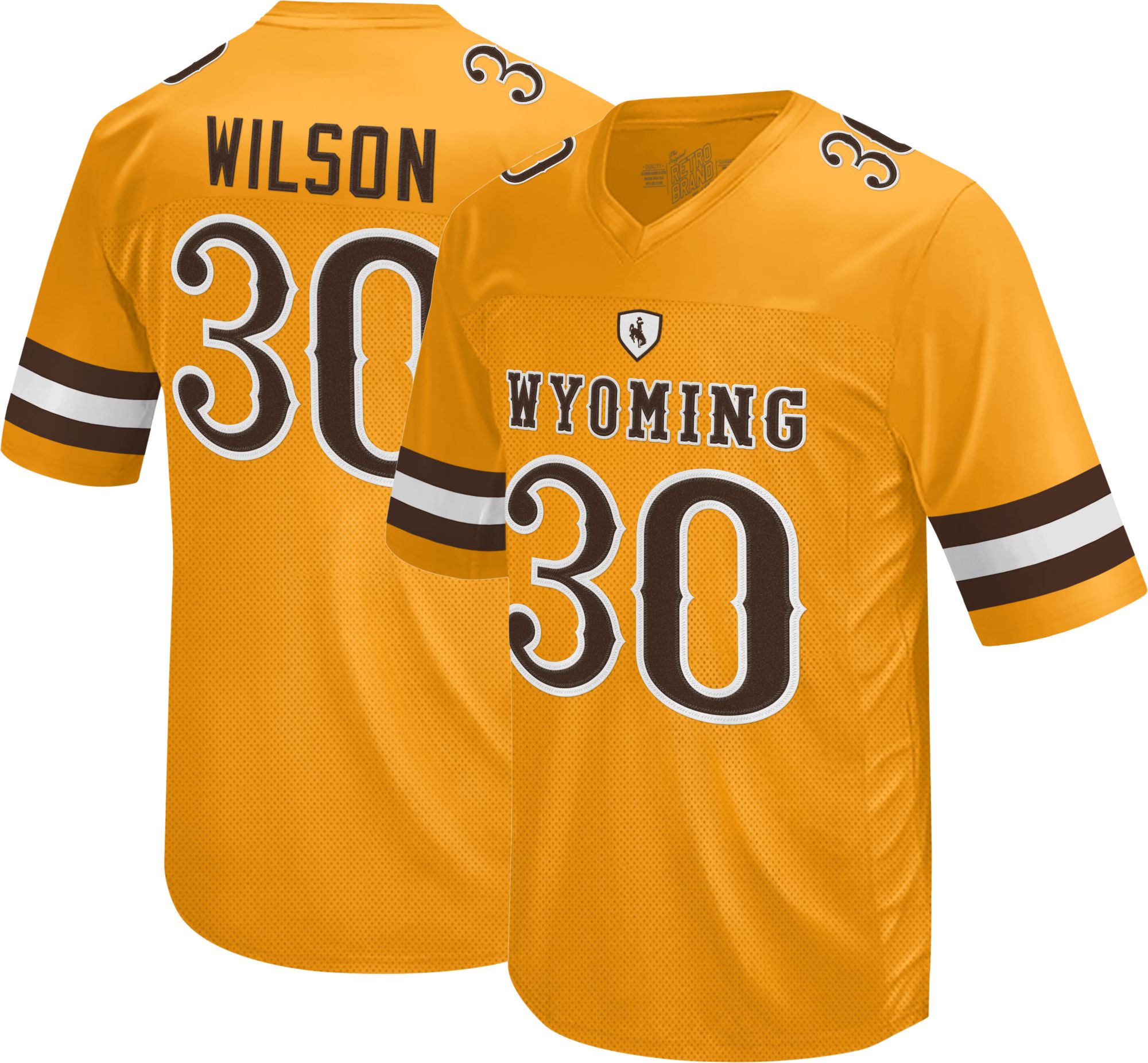 Retro Brand Men's Wyoming Cowboys Logan Wilson #30 Gold Replica Football Jersey product image