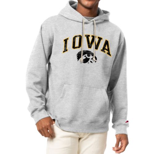 Champion Men's Iowa Hawkeyes Grey Reverse Weave Crew Sweatshirt