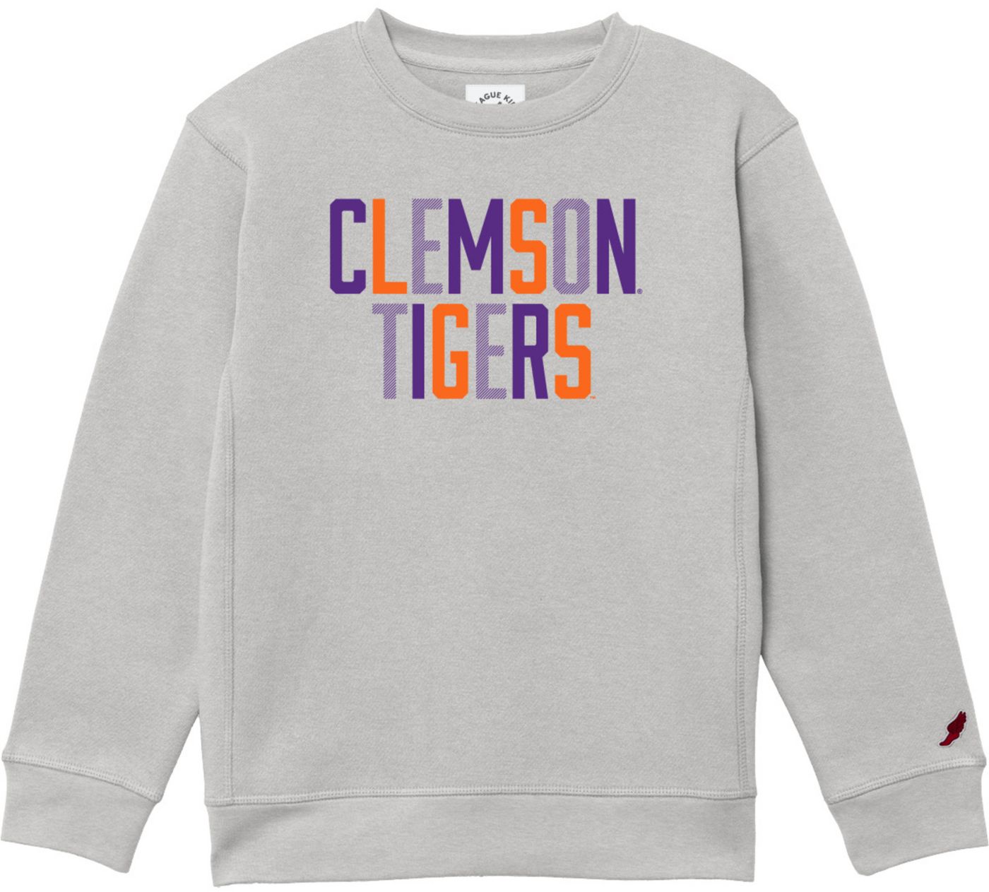 League Legacy Youth Clemson Tigers Grey Essential Crew Pullover Sweatshirt Medium Gray