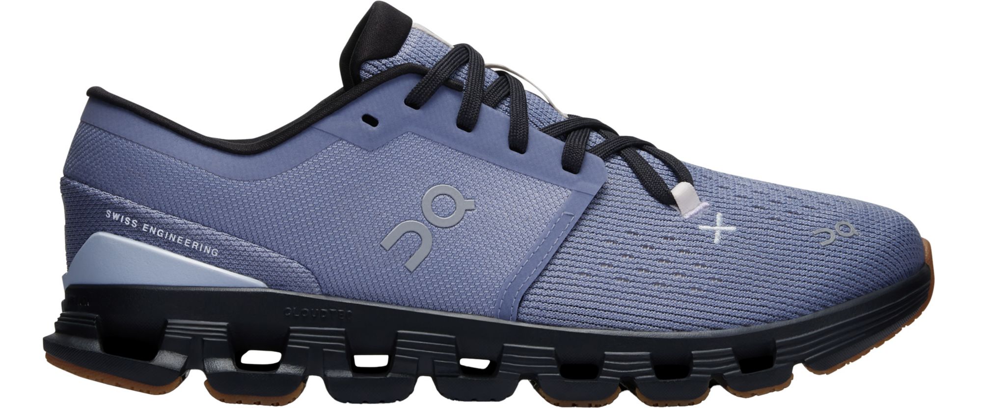 A purple and black sneaker