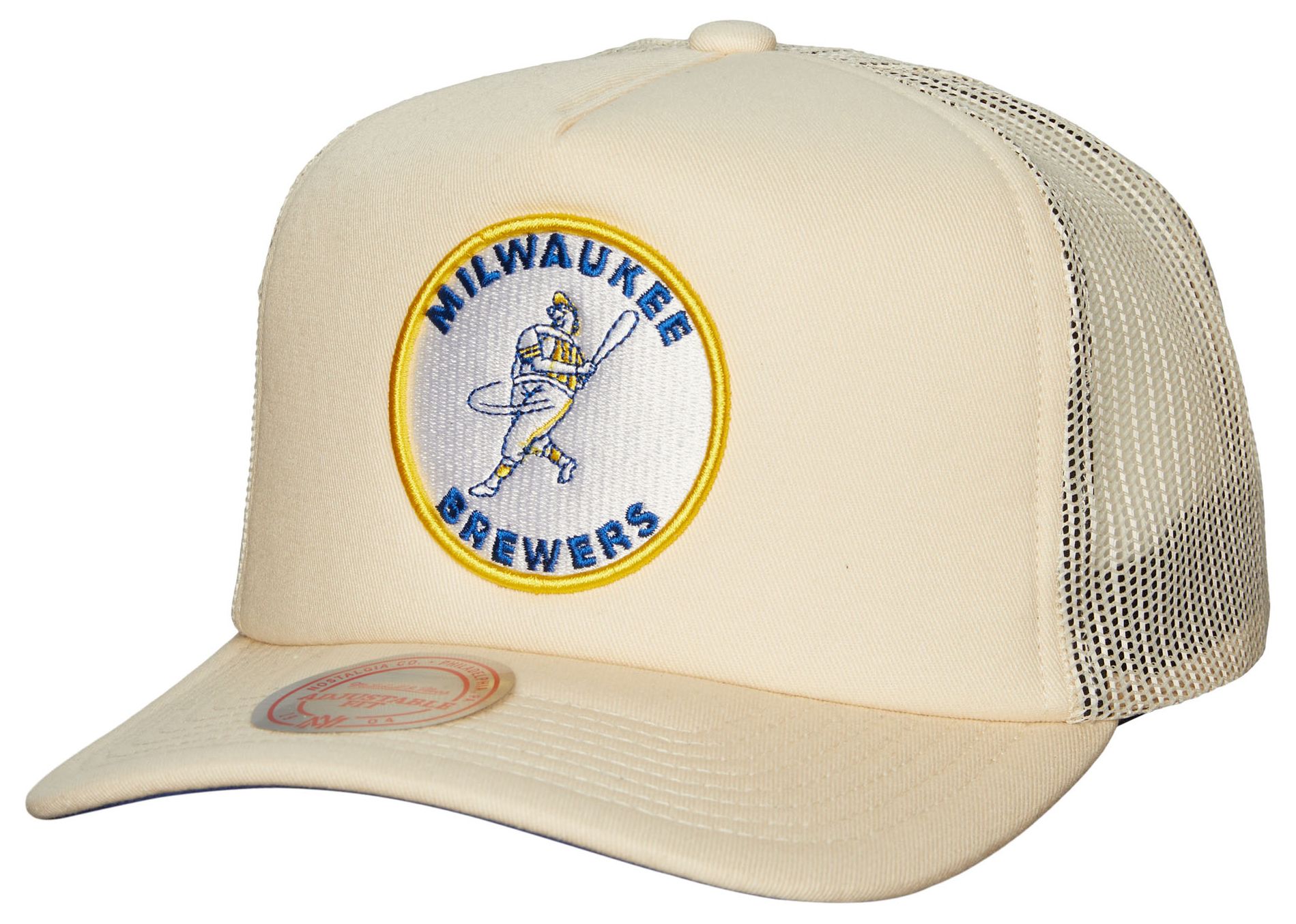 Mitchell & Ness Adult Milwaukee Brewers Cream Cooperstown Evergreen Adjustable Trucker Hat product image