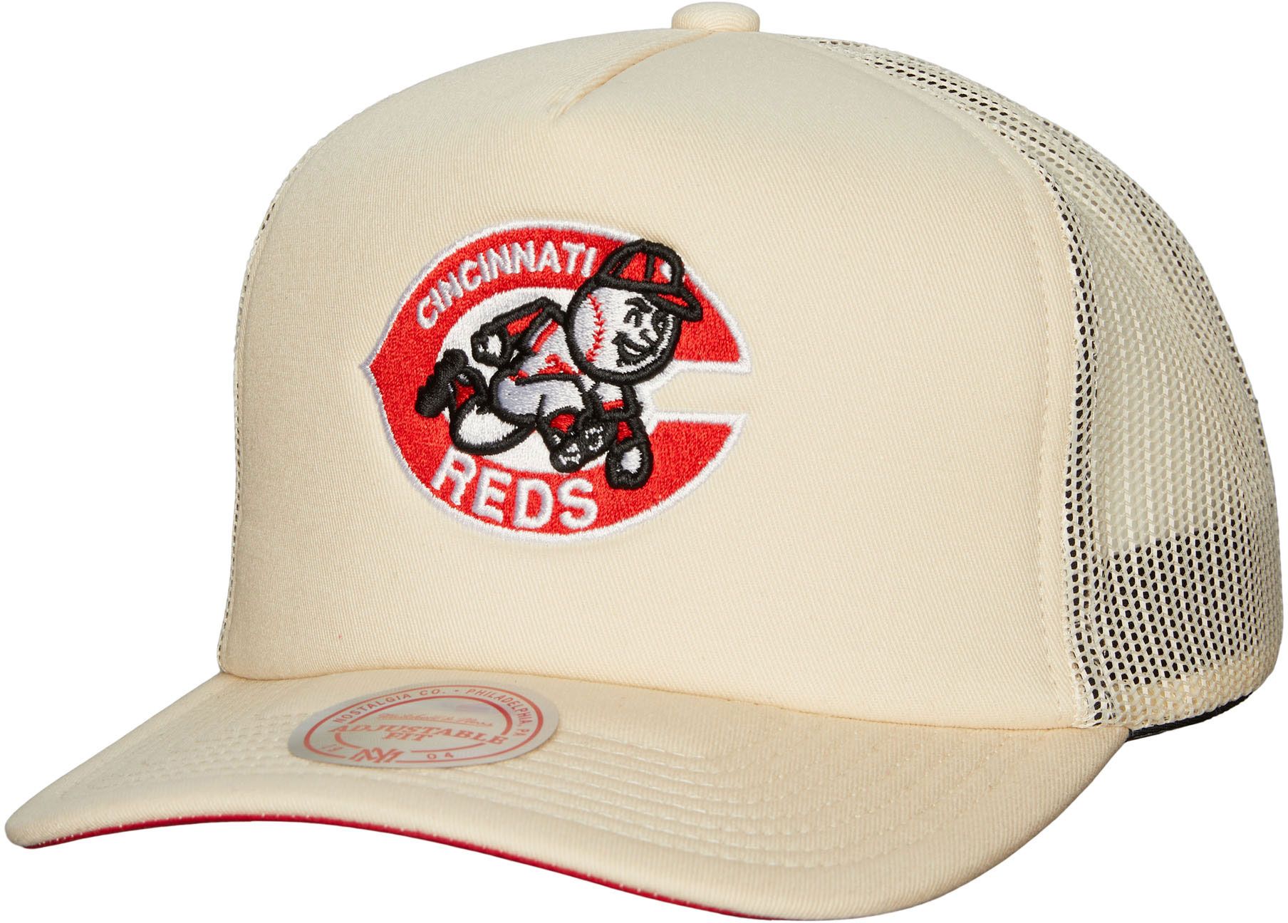 Mitchell & Ness Adult Cincinnati Reds Cream Cooperstown Evergreen Adjustable Trucker Hat product image
