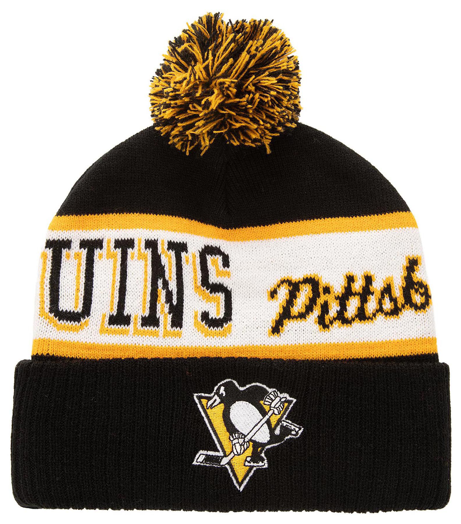 Mitchell & Ness Adult Pittsburgh Penguins Block Sweep Black Pom Knit Beanie product image