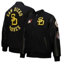 値下げFather Burke&Cardinal Antonio &Angelo Mitchell & Ness Men's San Diego Padres Black Varsity Jacket