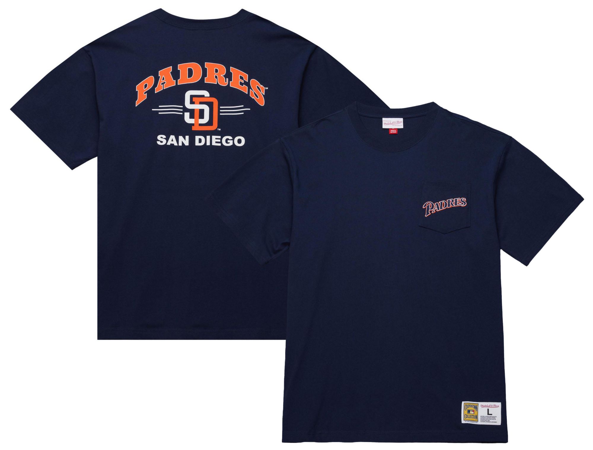 Mitchell & Ness Men's San Diego Padres Navy Logo T-Shirt product image