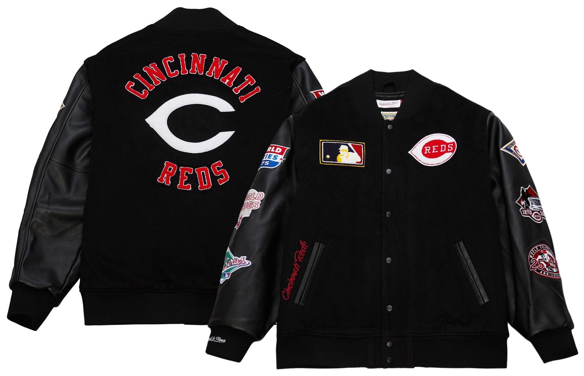 Mitchell & Ness Men's Cincinnati Reds Black Varsity Jacket product image