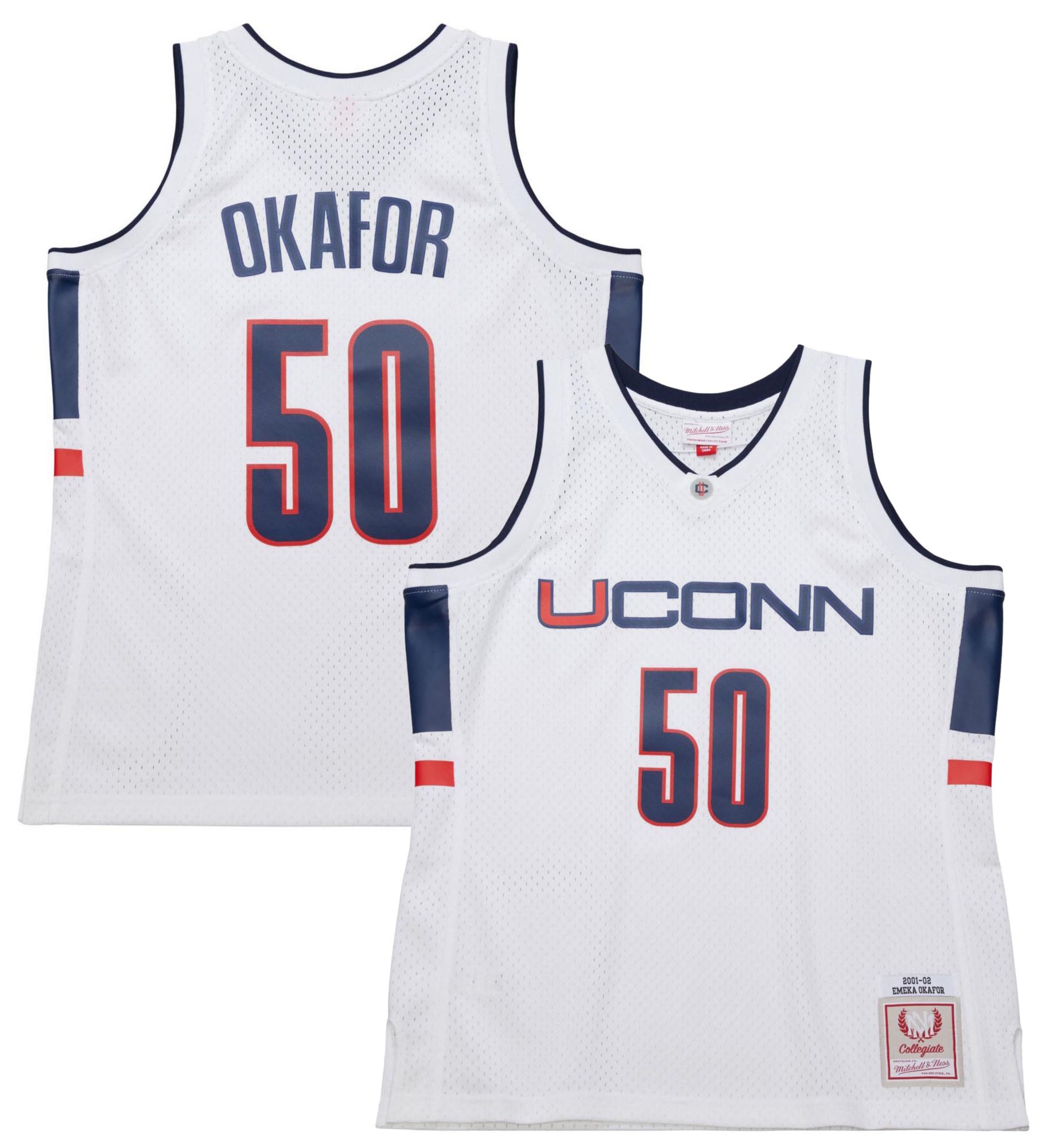 Mitchell & Ness Men's UConn Huskies Emeka Okafor #50 White Legacy Basketball Jersey product image