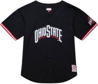 Mitchell & Ness Adult Ohio State Buckeyes Mesh Button Up Black Jersey