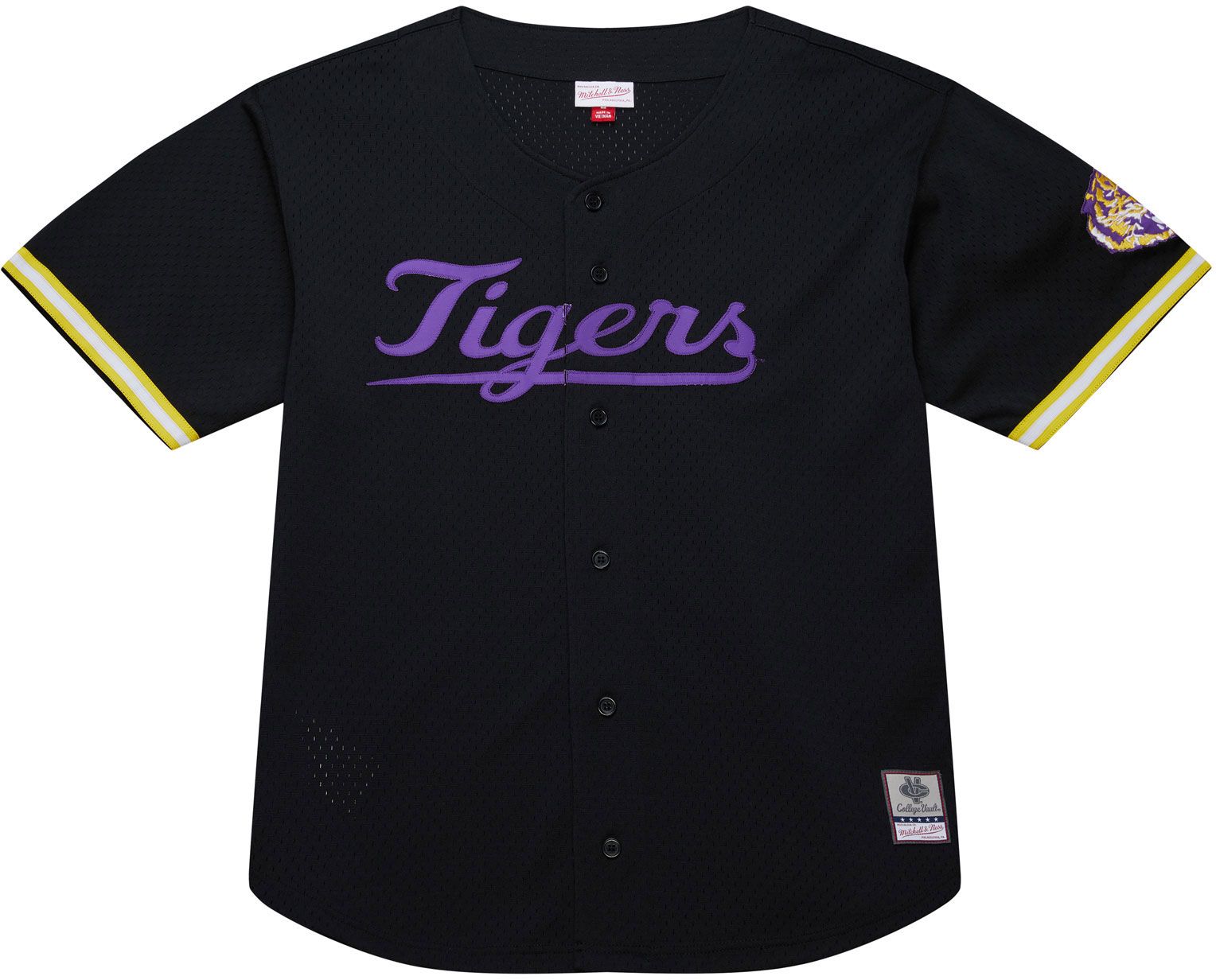 Mitchell & Ness Adult LSU Tigers Mesh Button Up Black Jersey product image