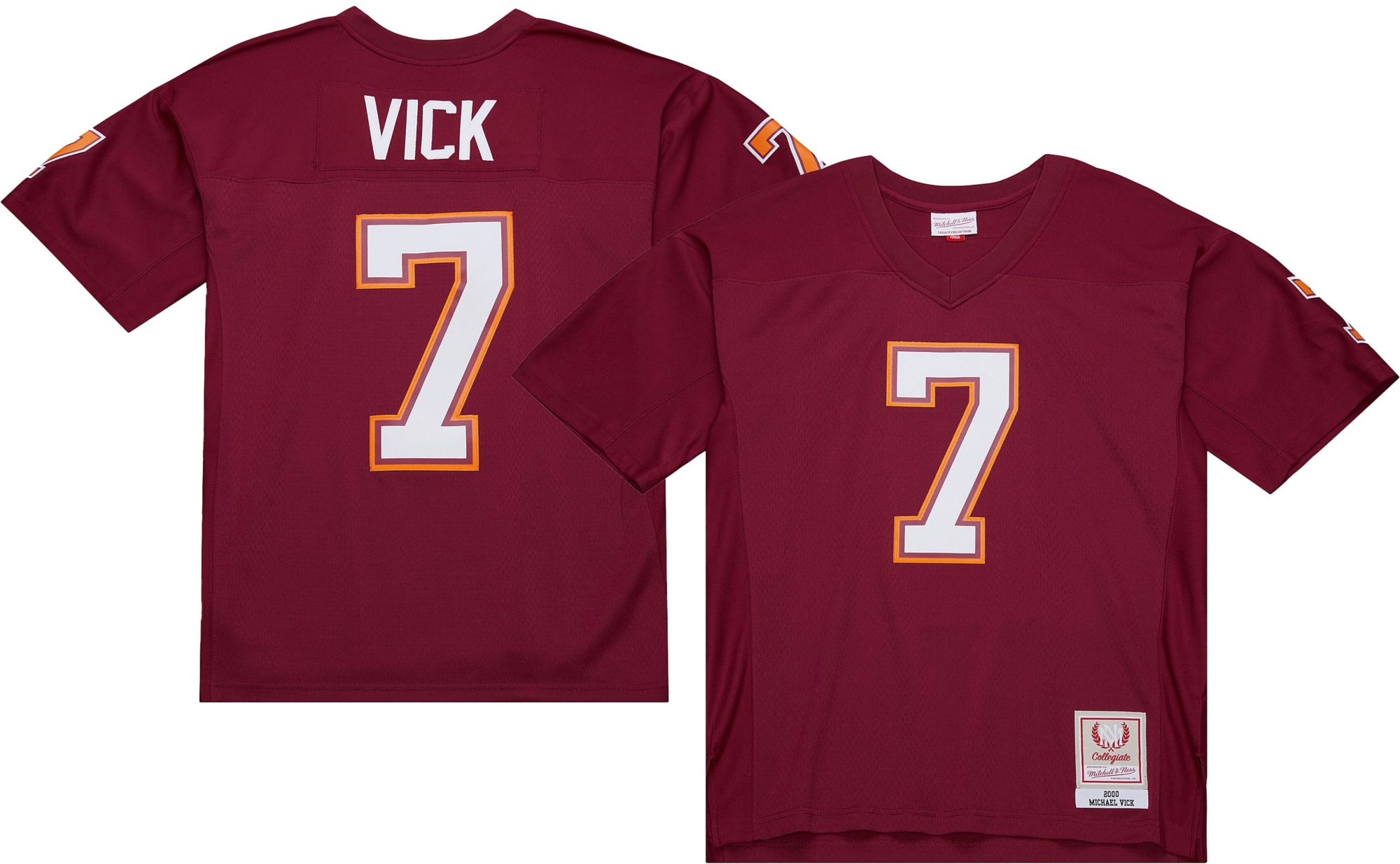 Mitchell & Ness Men's Virginia Tech Hokies Michael Vick #7 Maroon 2000 Replica Authentic Throwback Football Jersey product image