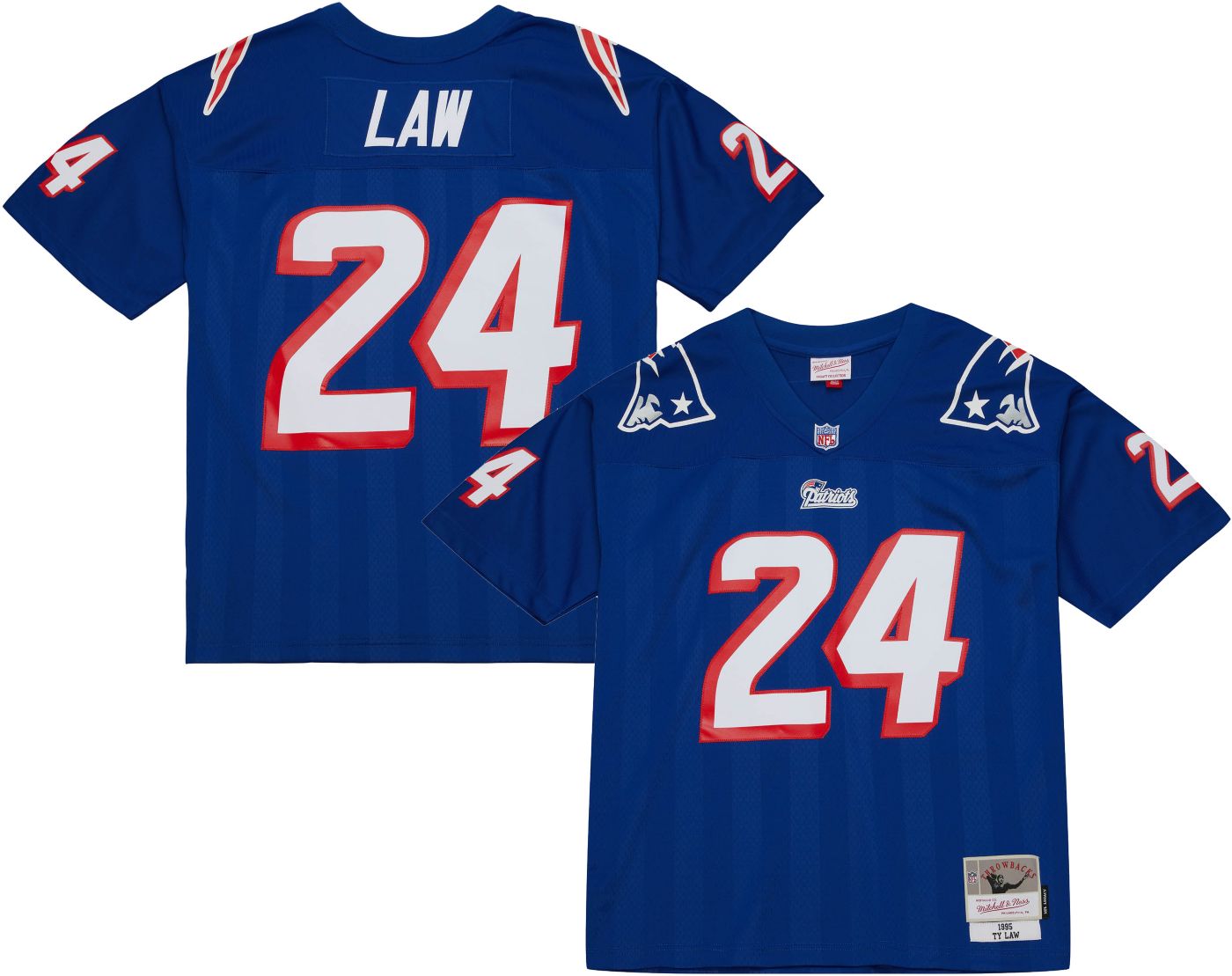 Mitchell Ness Men s New England Patriots Ty Law 24 1995 Royal Blue Throwback Jersey Dick s Sporting Goods