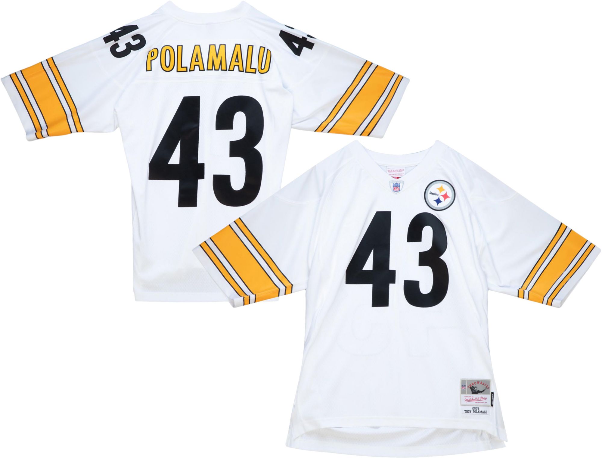Mitchell & Ness Men's Pittsburgh Steelers Troy Polamalu #43 2005 White Throwback Jersey product image
