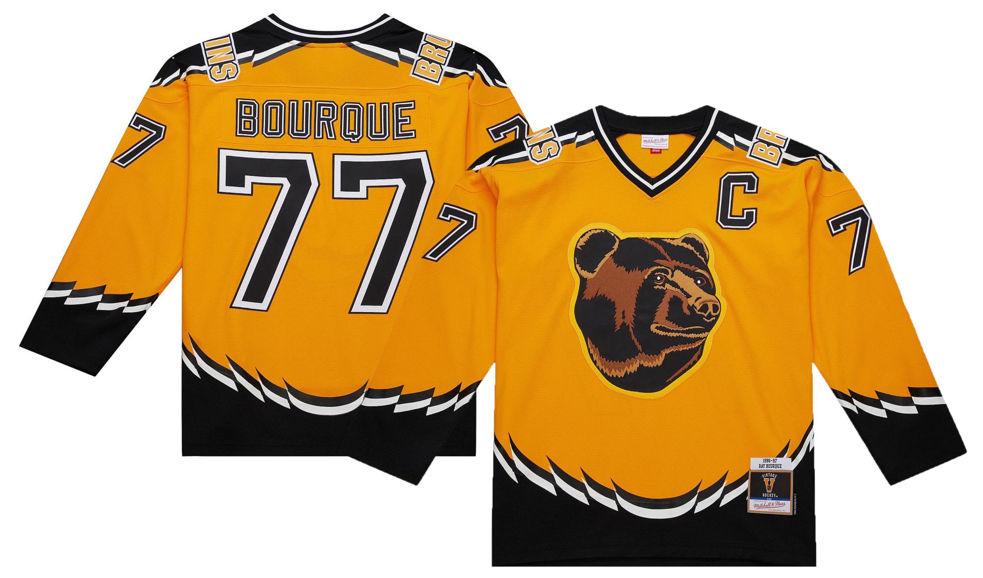 Mitchell & Ness Men's Boston Bruins Ray Bourque #77 1996 Vintage Alternate Replica Jersey product image