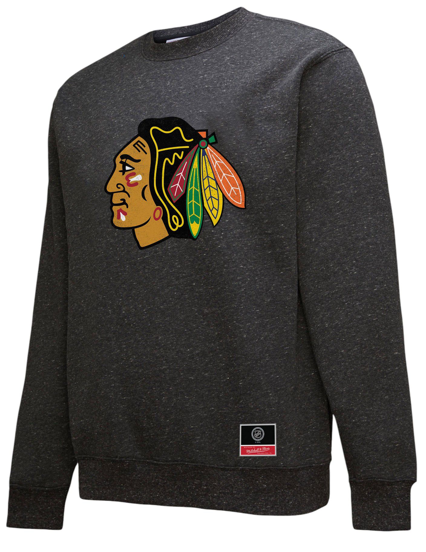 Mitchell & Ness Adult Chicago Blackhawks Charcoal Logo Slap Crewneck Sweatshirt product image
