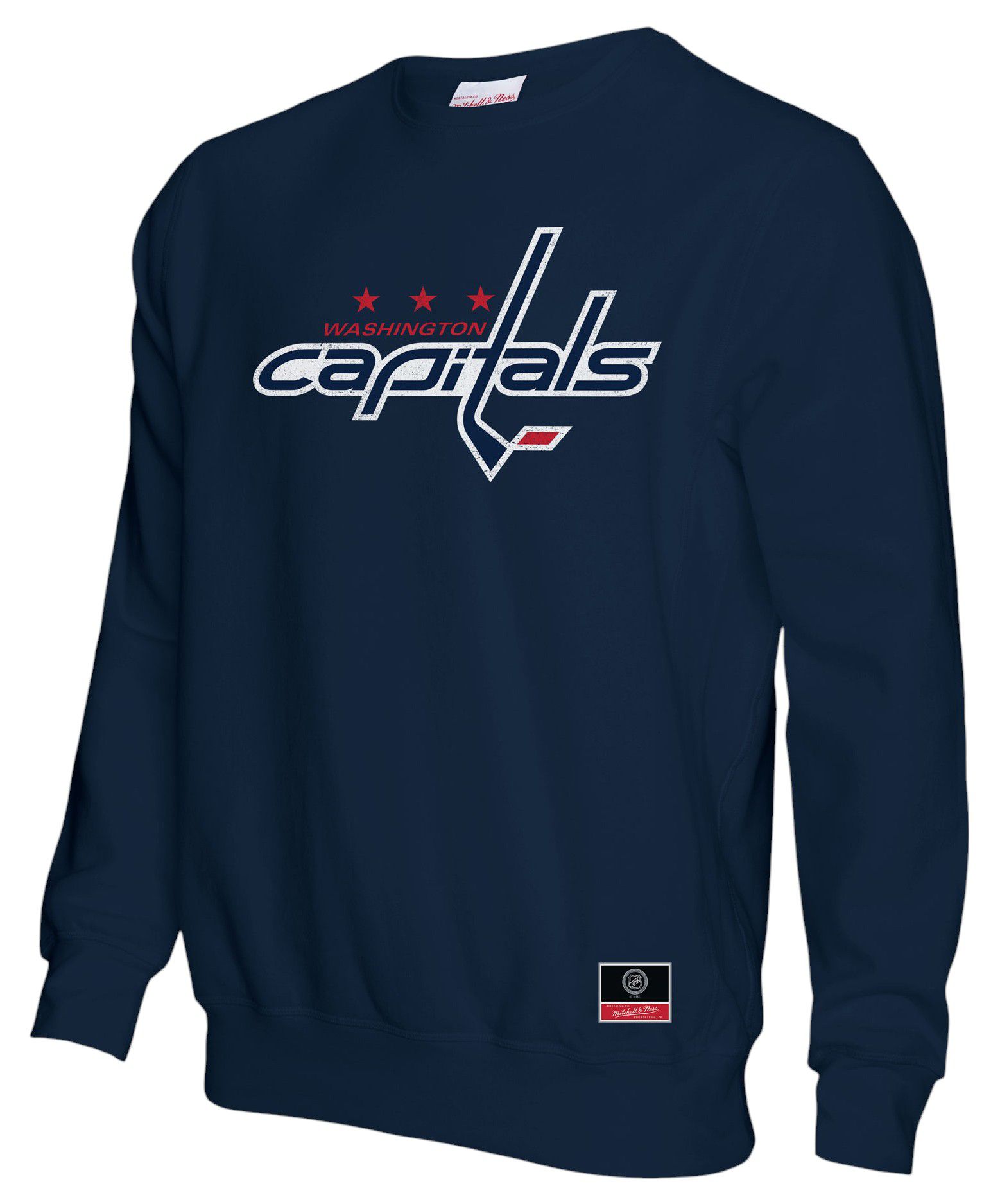 Mitchell & Ness Adult Washington Capitals Navy Logo Slap Crewneck Sweatshirt product image