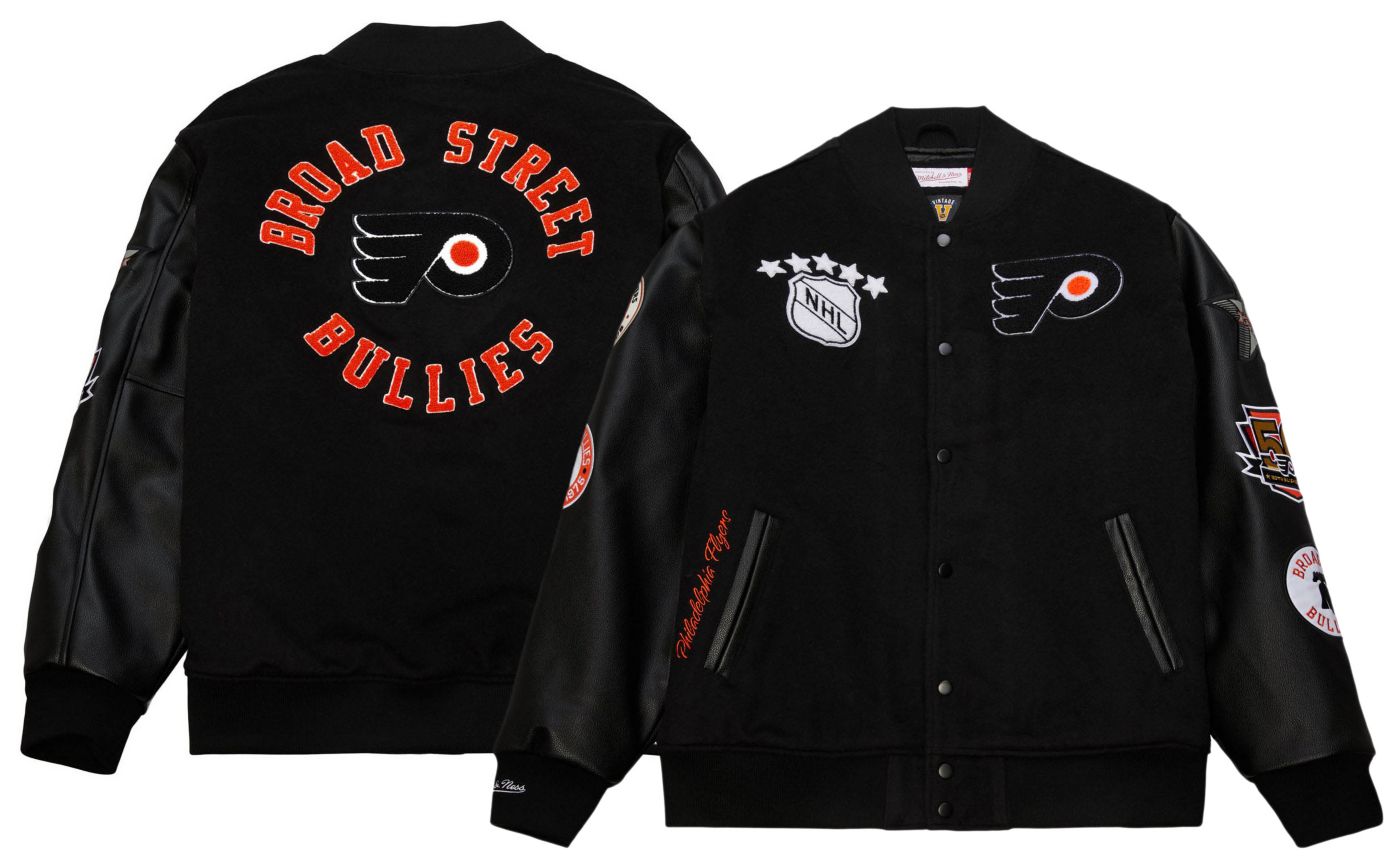 NHL on sale Philadelphia Flyers Inside Edge Member Black Letterman Wool Jacket Sz Large