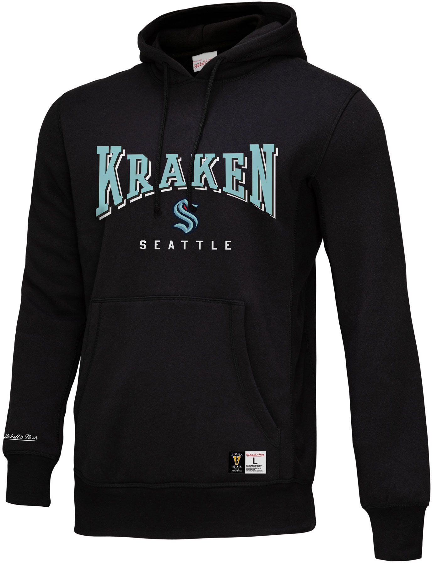 Mitchell & Ness Adult Seattle Kraken All In Black Pullover Hoodie product image
