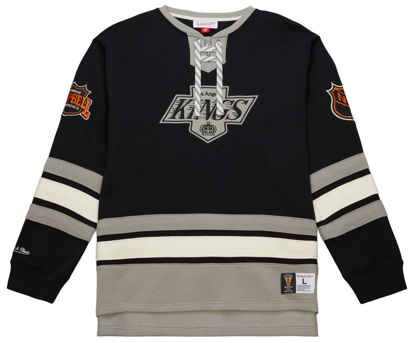 Mitchell Ness Adult Los Angeles Kings Heritage Laceup Black Crew Sweatshirt Dick s Sporting Goods