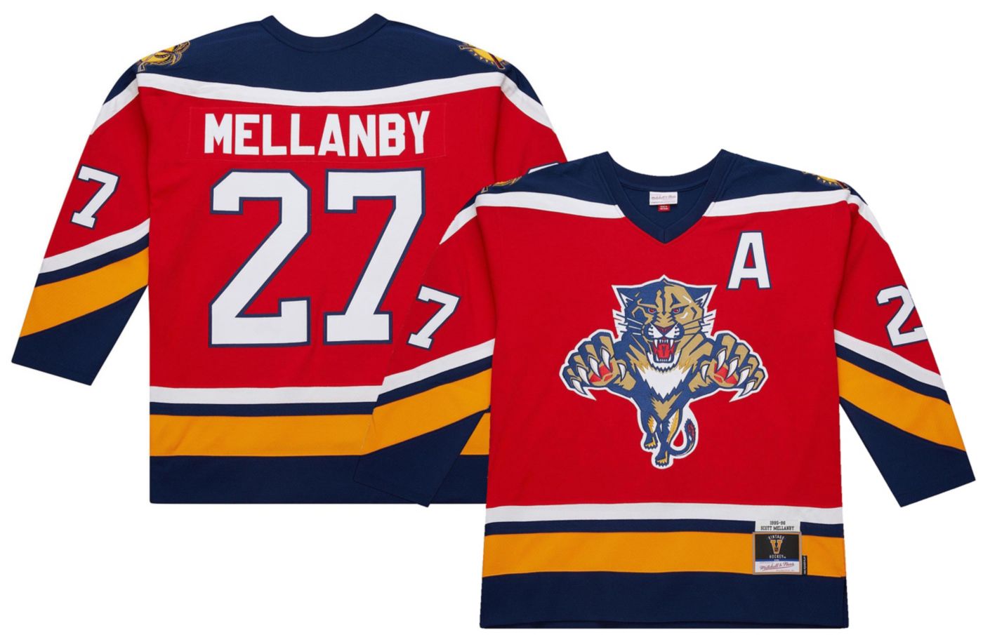 Mitchell Ness Men s Florida Panthers Scott Mellanby 27 1995 Vintage Home Replica Jersey XL Red