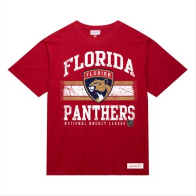 sorry, Mitchell & Ness Adult Florida Panthers Striped Logo Lockup Red T-Shirt is currently out of stock