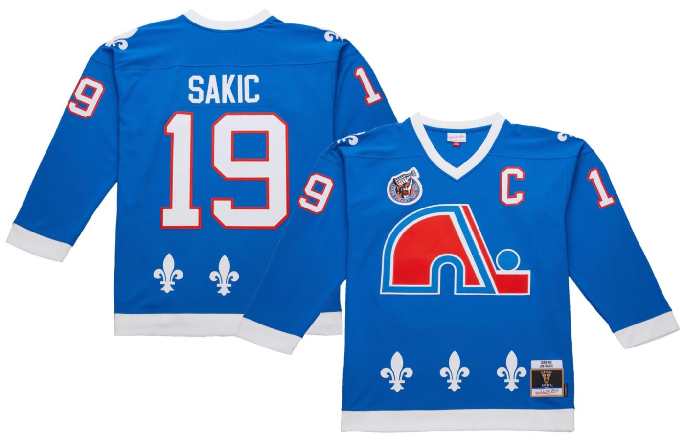 Joe Sakic Quebec Nordiques Blue throwback Jersey #19 size store Large - 50