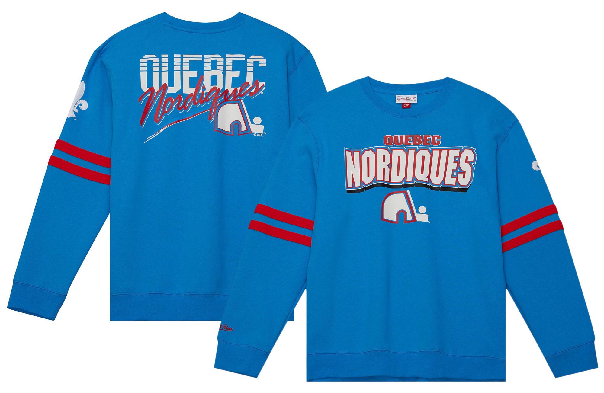 Mitchell & Ness Adult Quebec Nordiques Allover 2.0 Blue Crew Sweatshirt product image