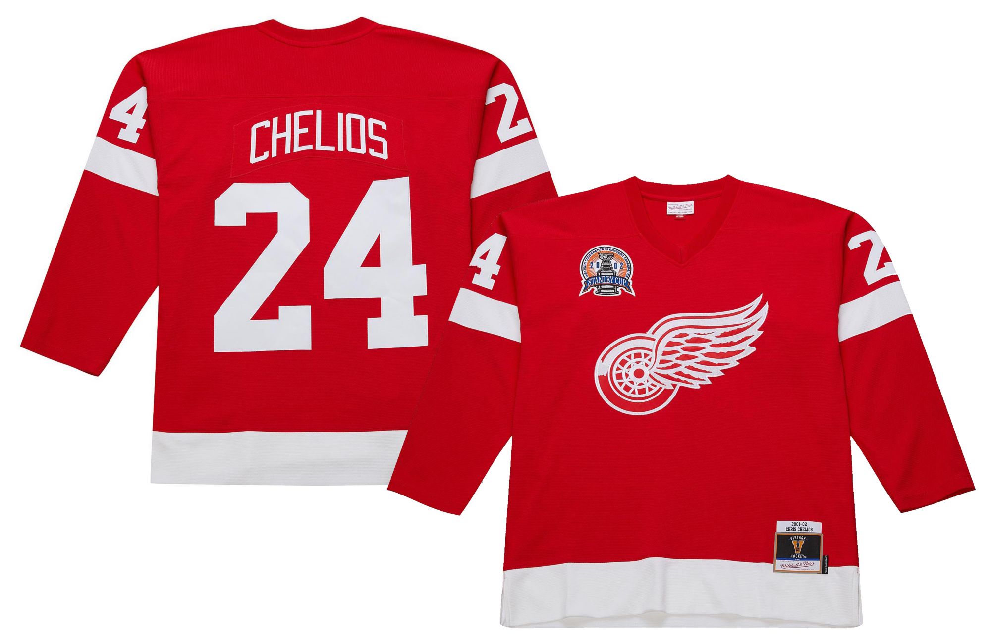 Mitchell & Ness Men's Detroit Red Wings Chris Chelios #24 2001 Vintage Home Replica Jersey product image