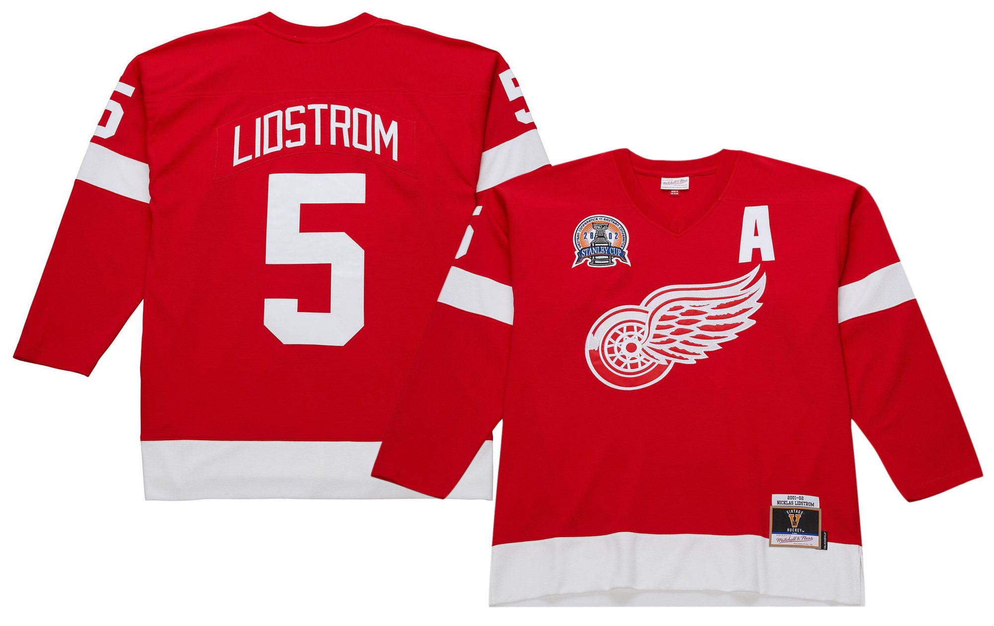 Mitchell & Ness Men's Detroit Red Wings Nicklas Lidstrom #5 2001 Vintage Home Replica Jersey product image