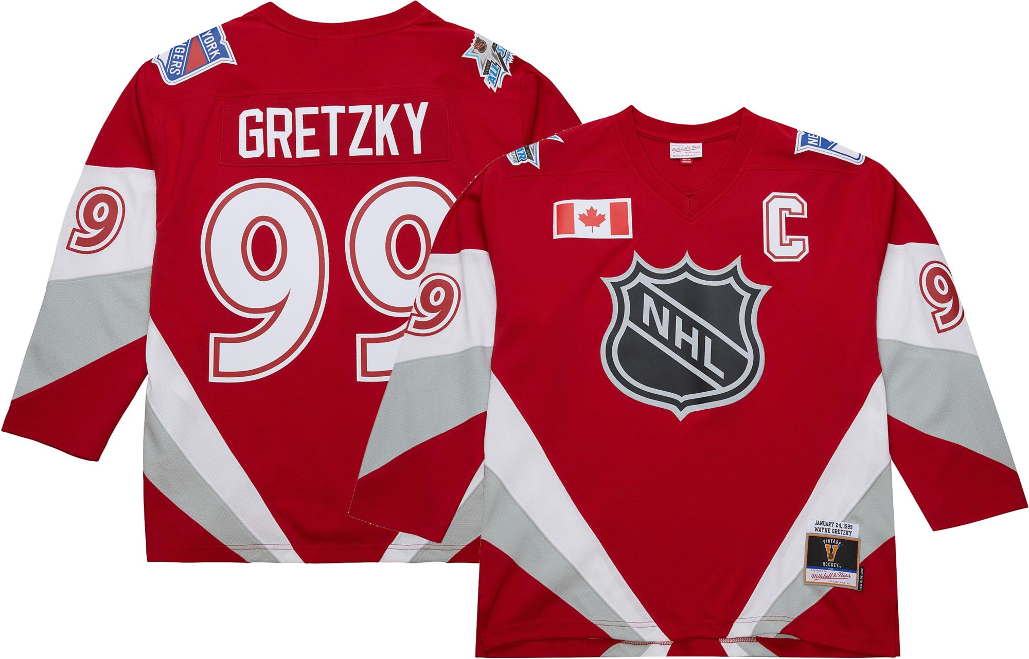 Mitchell & Ness Adult New York Rangers 1999 All-Star Game Wayne Gretzky #99 Maroon Vintage Replica Jersey product image