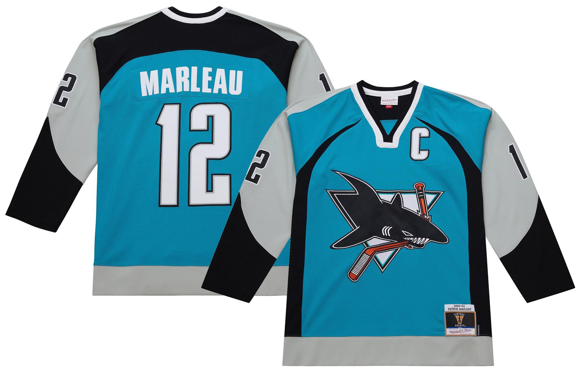 Mitchell & Ness Men's San Jose Sharks Patrick Marleau #12 2003 Vintage Alternate Replica Jersey product image