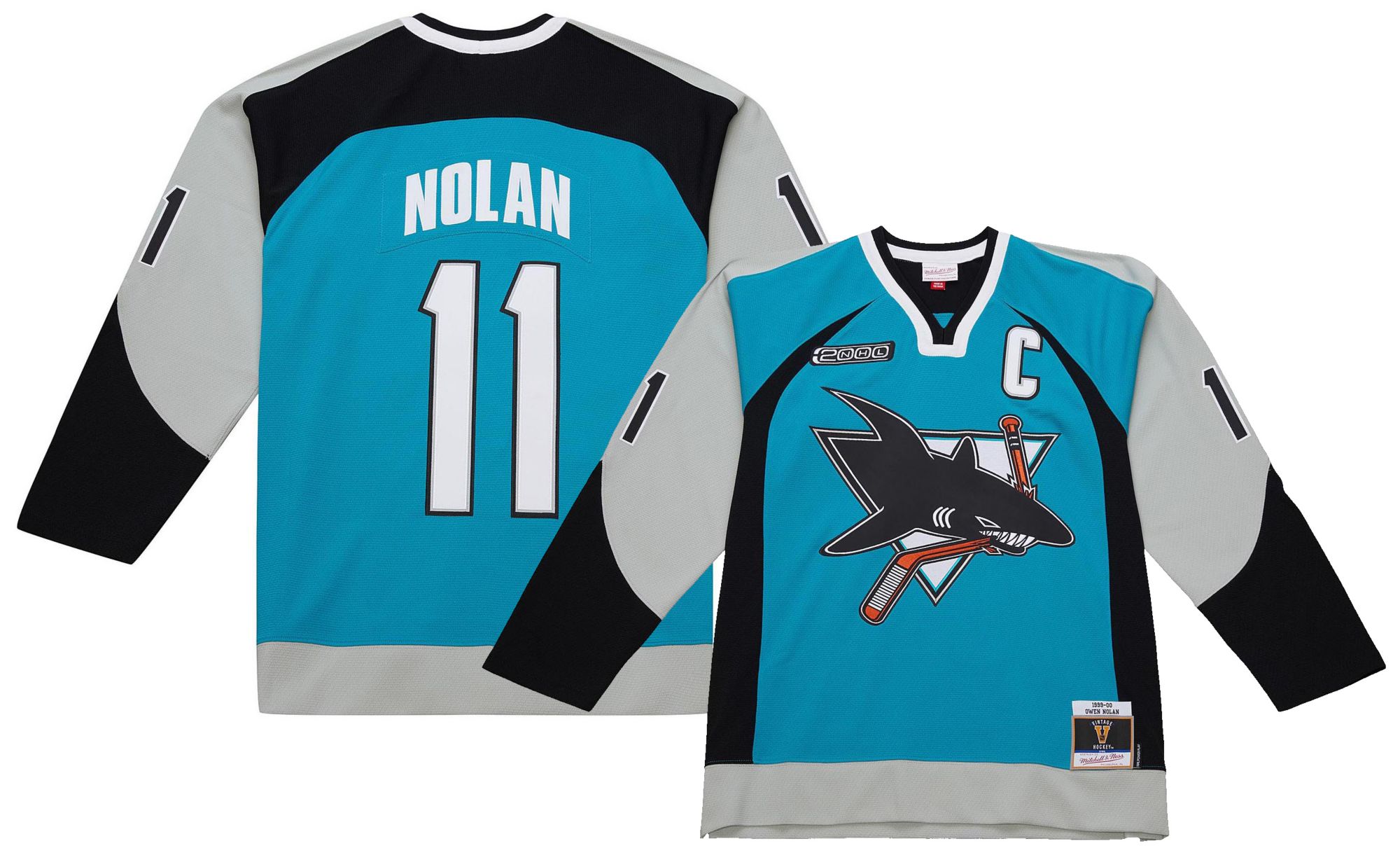 Mitchell & Ness Men's San Jose Sharks Owen Nolan #11 1999 Vintage Home Replica Jersey product image