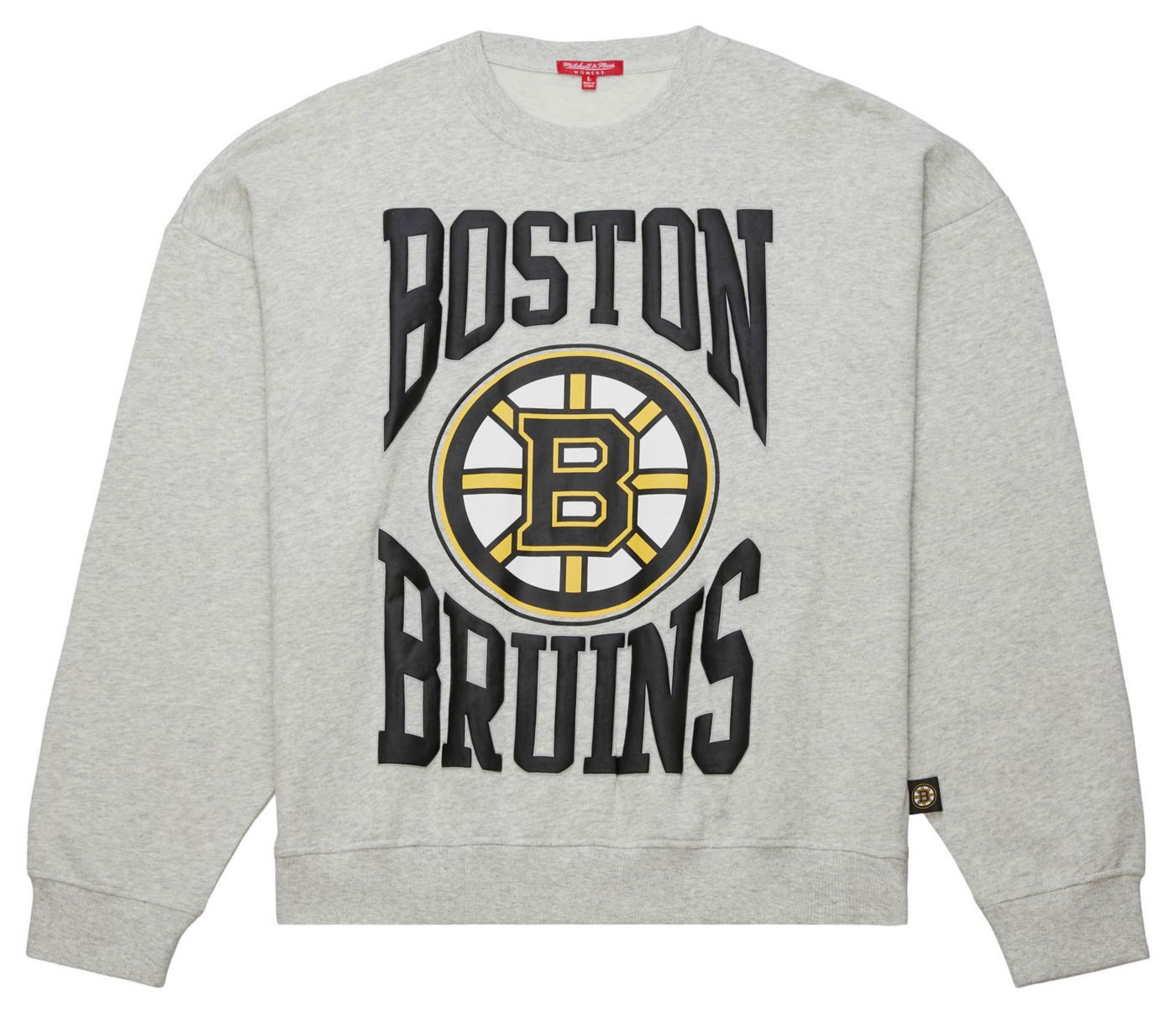 Mitchell Ness Women s Boston Bruins Logo 3.0 Grey Lightweight Crew Sweatshirt Medium Gray