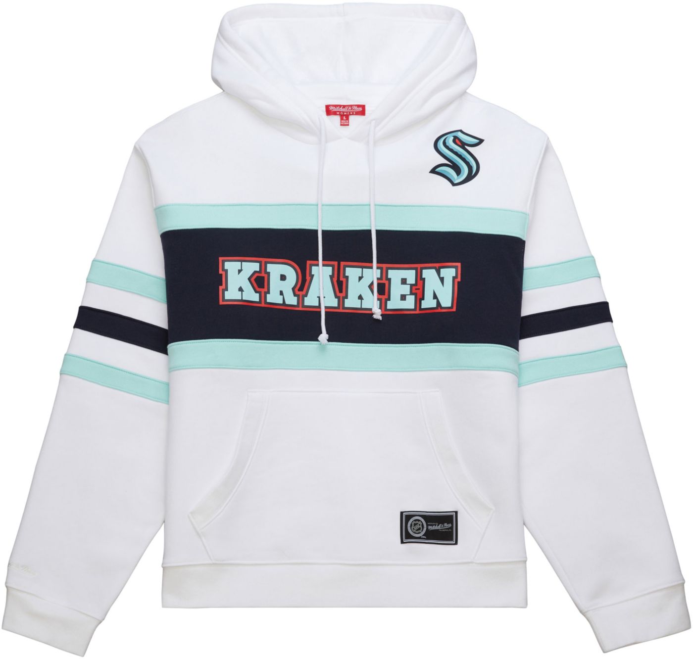 Mitchell Ness Women s Seattle Kraken Head Coach White Pullover Hoodie Large