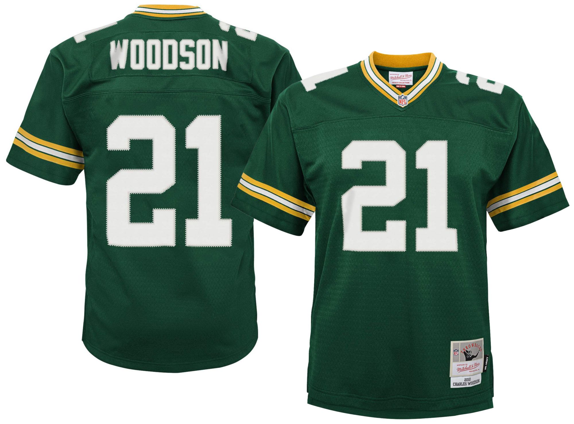 Mitchell & Ness Youth Green Bay Packers Charles Woodson #21 2010 Green Jersey product image