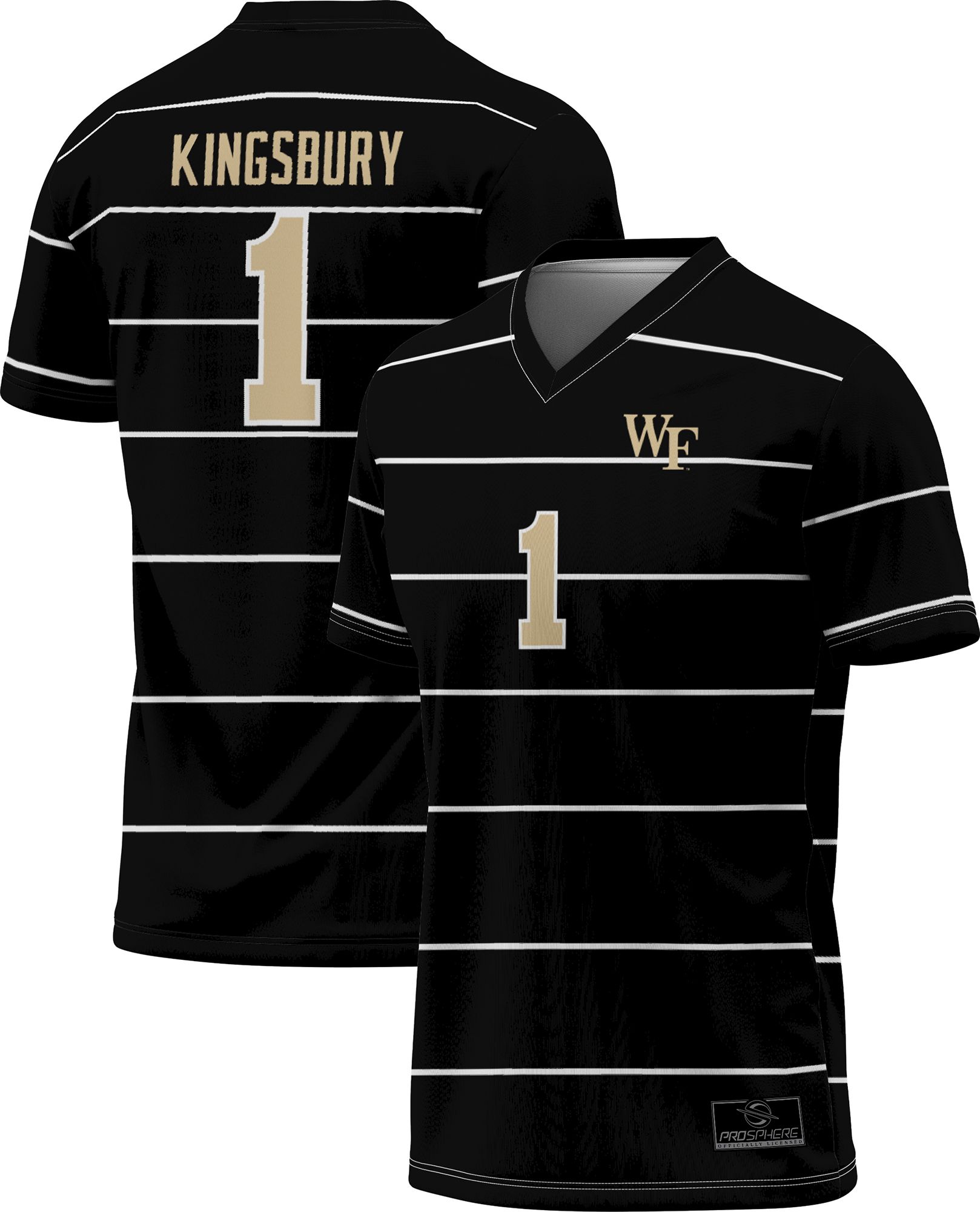 Prosphere Adult Wake Forest Demon Deacons #1 Black Aubrey Kingsbury Full Sublimated Throwback Replica Soccer Jersey product image