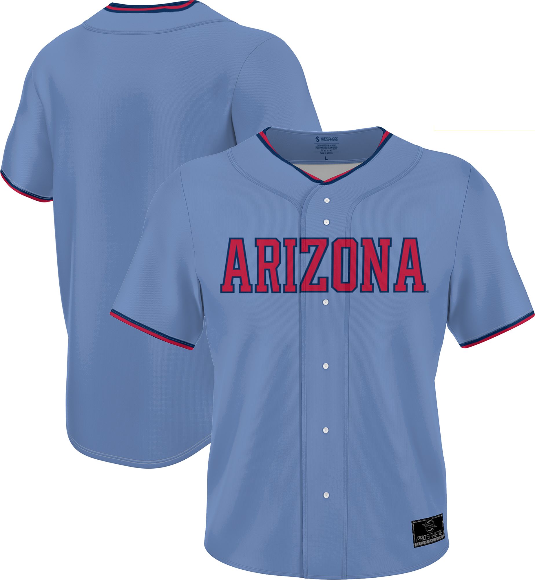 Prosphere Youth Arizona Wildcats Light Blue Full Button Replica Baseball Jersey product image