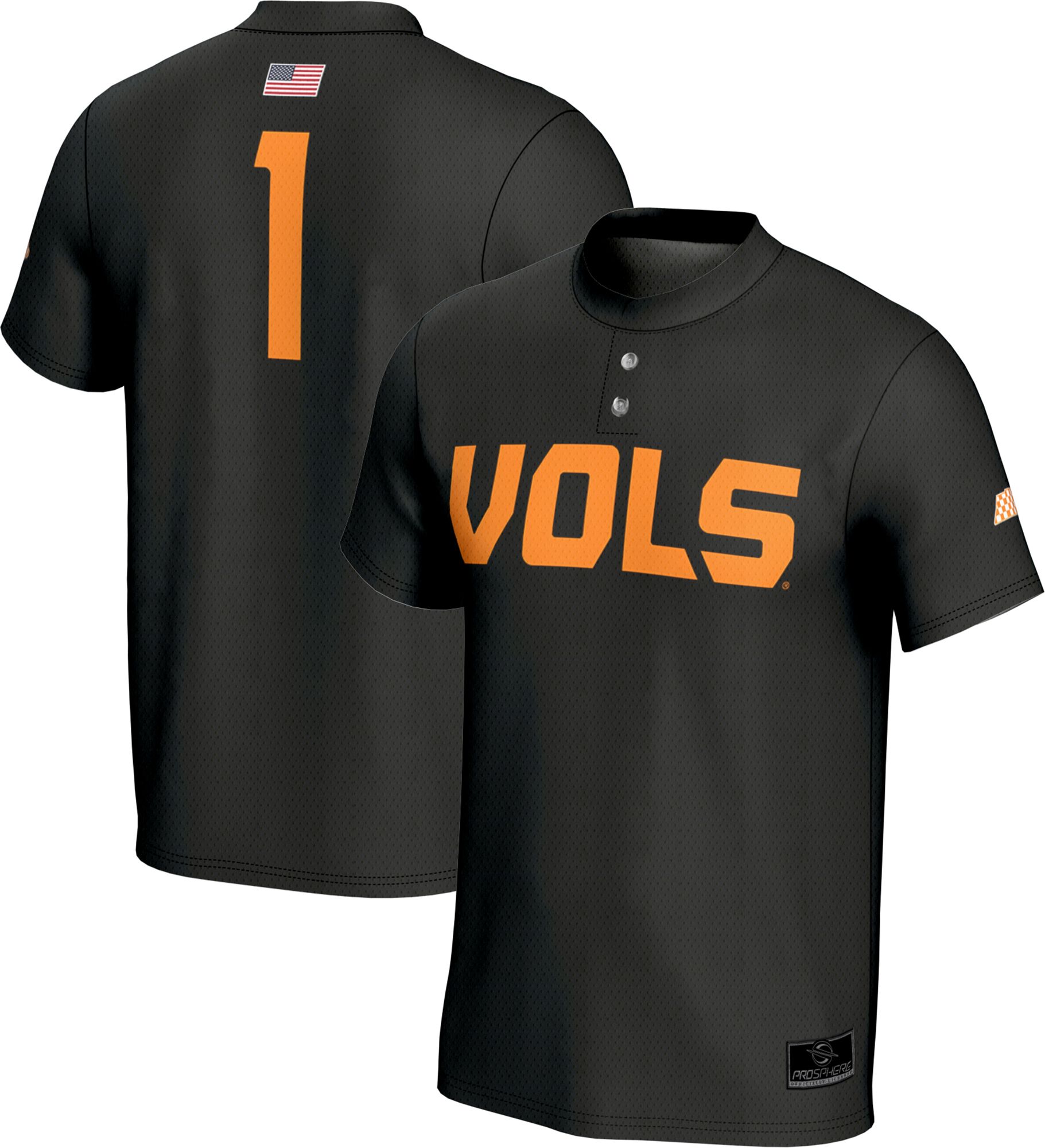 Prosphere Men's Tennessee Volunteers Black Two Button Replica Baseball Jersey product image