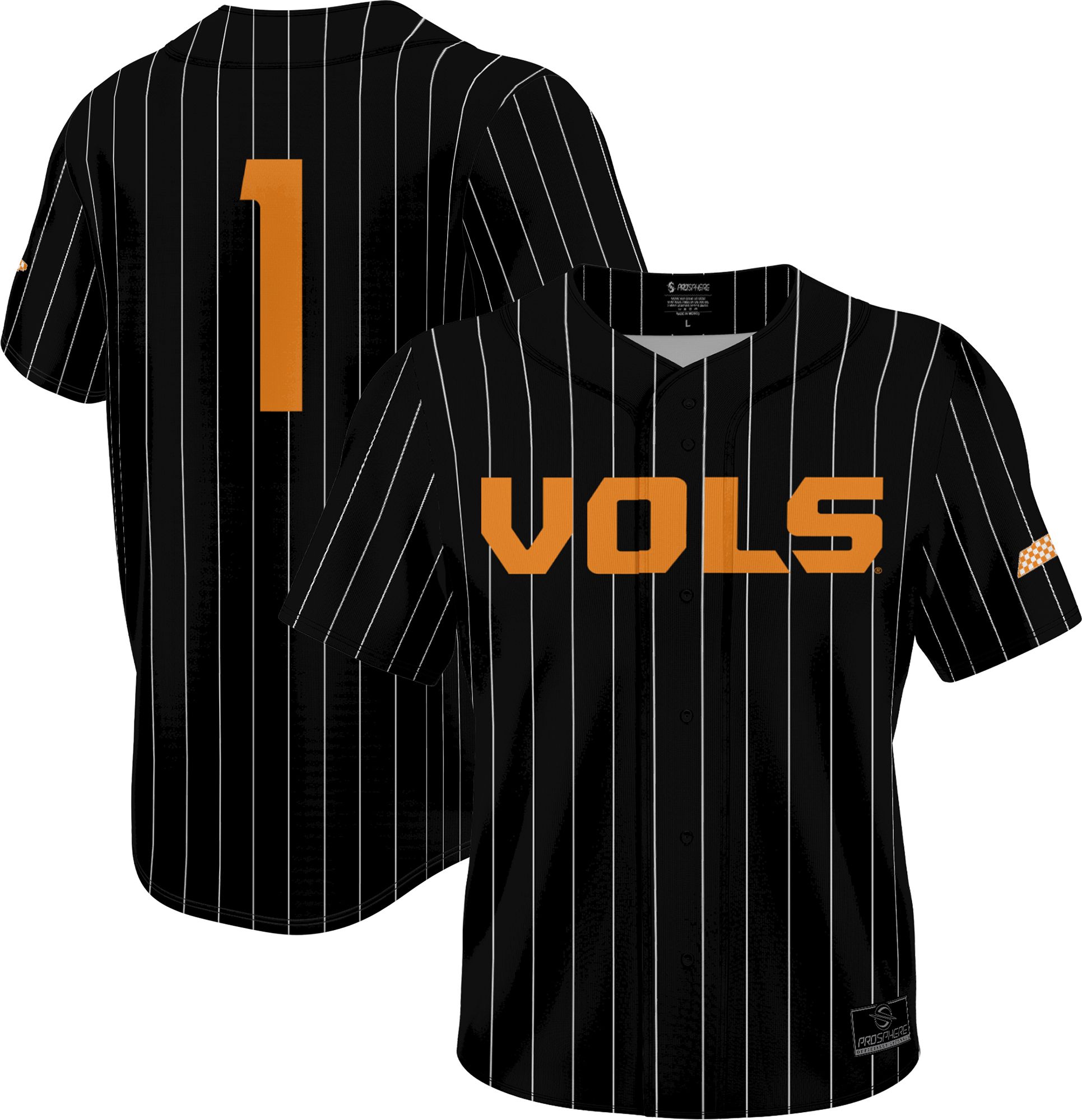 Prosphere Youth Tennessee Volunteers #1 Black Full Button Replica Baseball Jersey product image