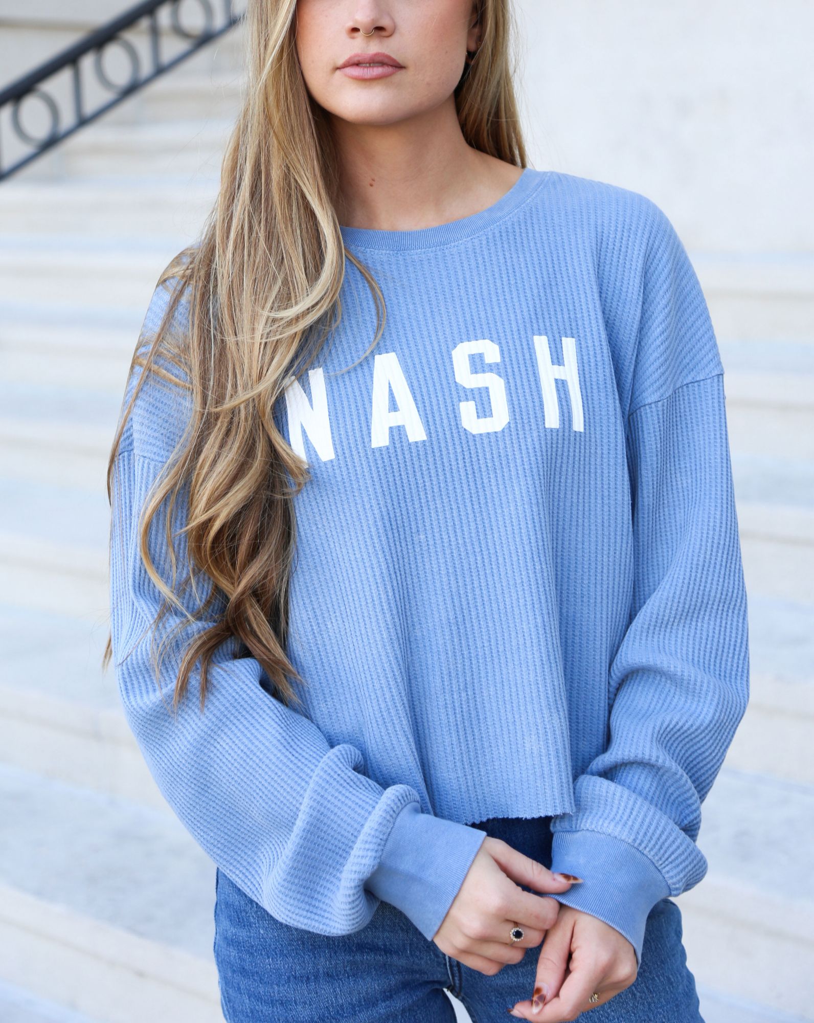 Nash Women's Nashville Blue Cropped Long Sleeve T-Shirt product image