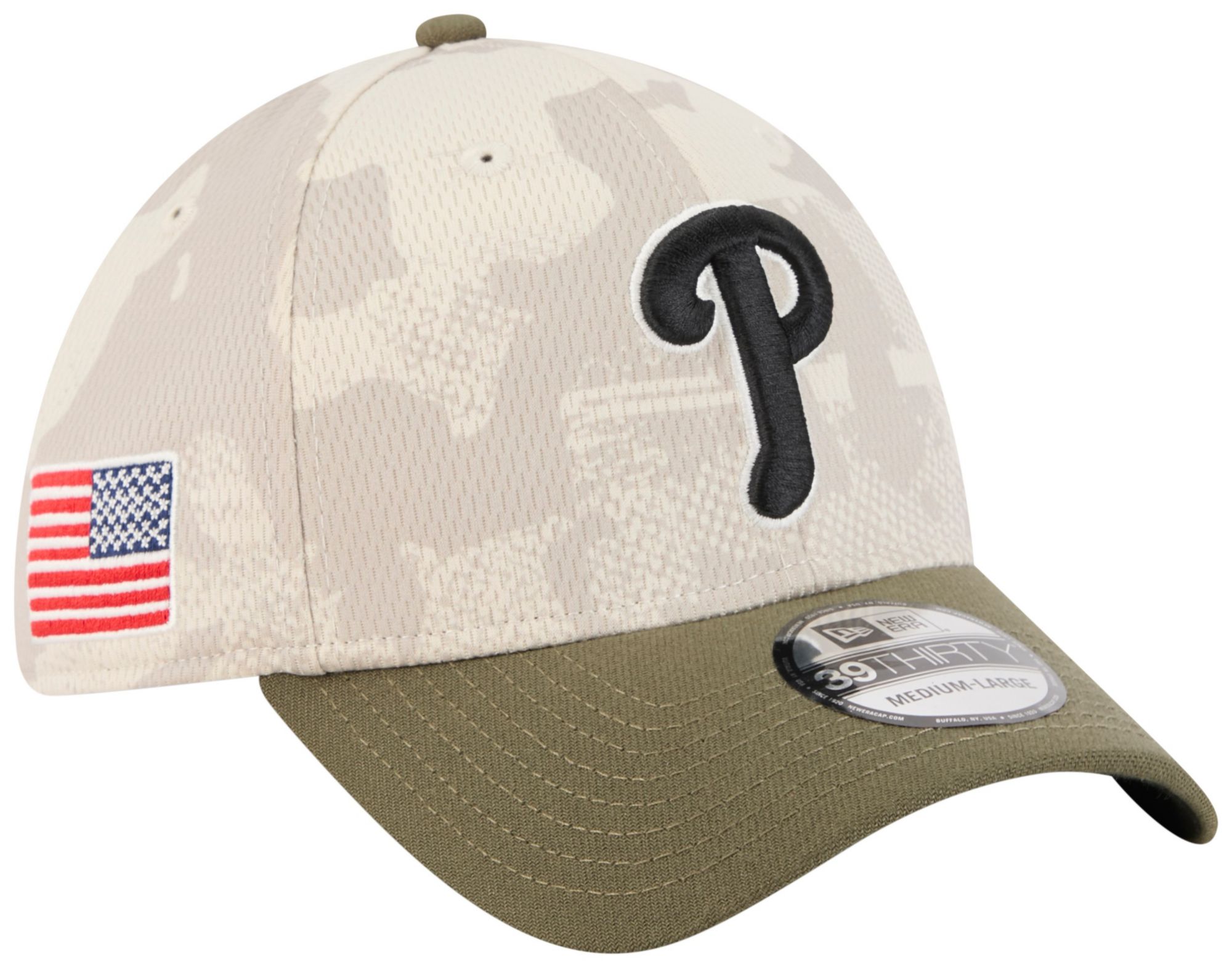New Era Adult Philadelphia Phillies Khaki Armed Forces Day 2025 39Thirty Stretch Fit Hat product image